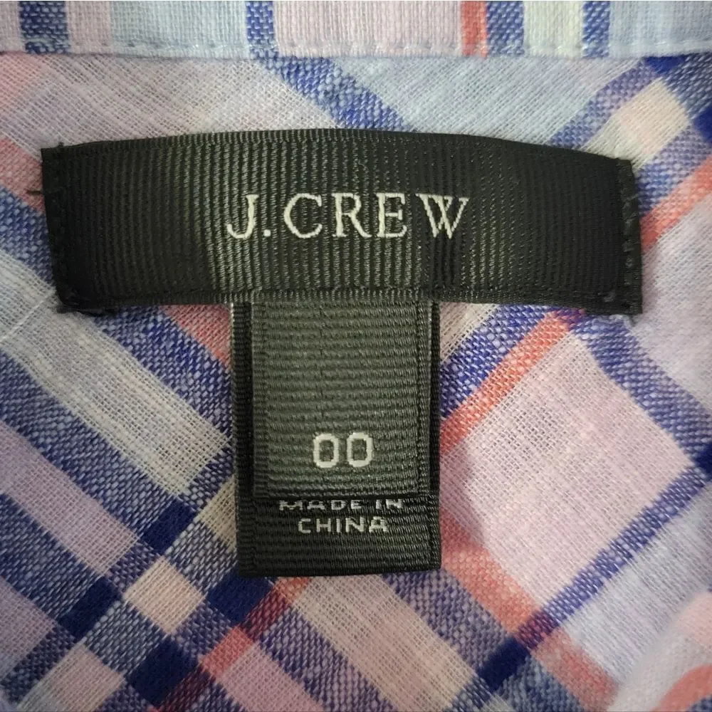 J. Crew Women's Gathered Henley Lilac Plaid Shirt